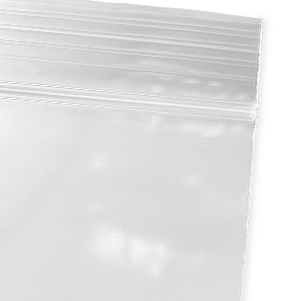 Close up of 12 x 12 4 Mil Clearzip Lock Top Bags Zipper