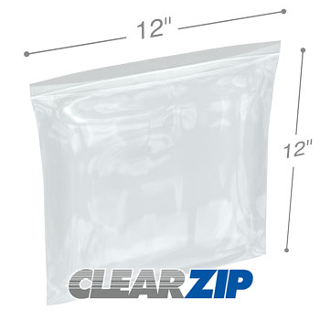 12 x 12 High Clarity Zipper Locking 2 Mil Polypropylene Bags