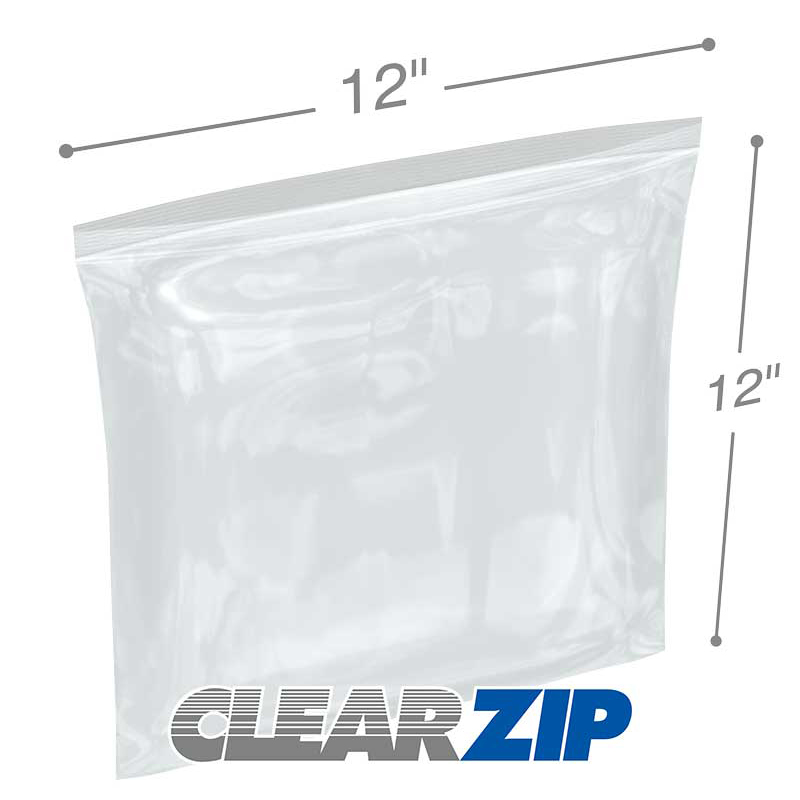 12 x 12 High Clarity Zipper Locking 2 Mil Polypropylene Bags