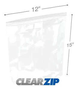 12" x 15" 2 Mil White Zip Bags