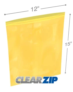 12" x 15" 2 Mil Yellow Zip Bags