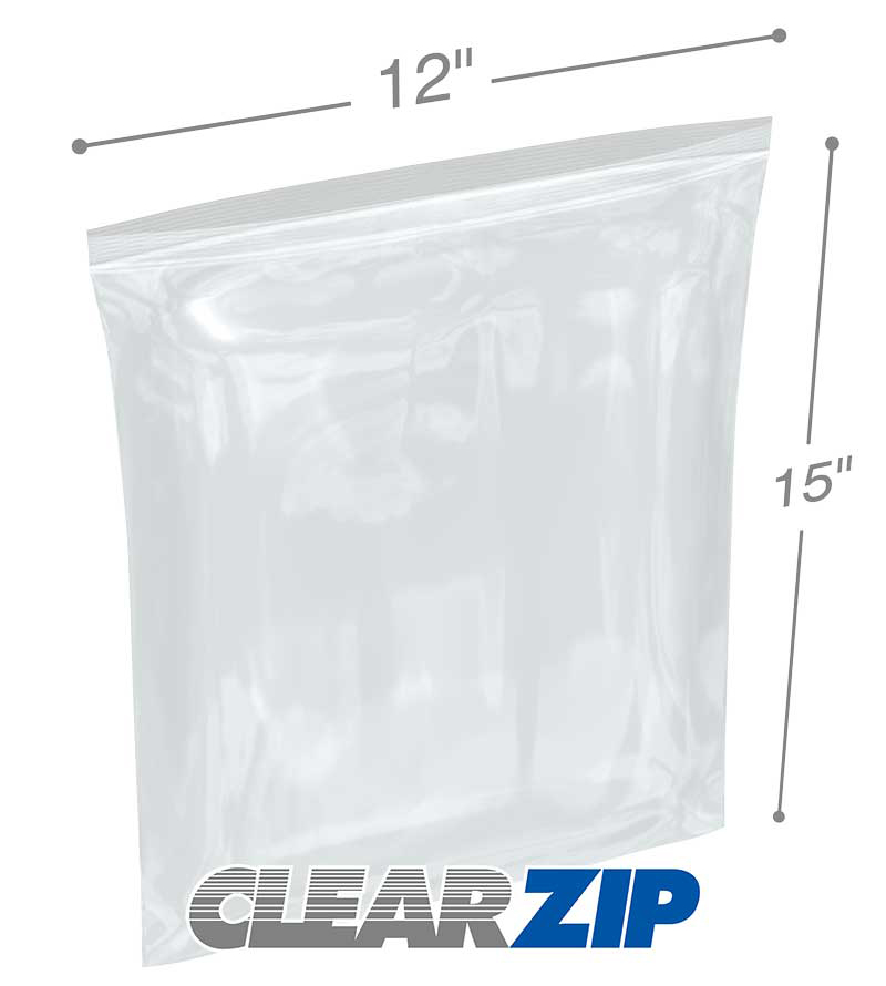 12 x 15 High Clarity Zipper Locking 2 Mil Polypropylene Bags