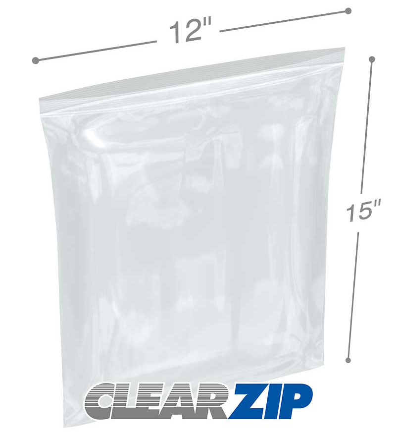 12 x 15 High Clarity Zipper Locking 4 Mil Polypropylene Bags