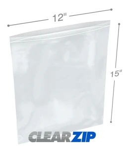 12" x 15" Zip Locking Bags 2 Mil - Clearzip