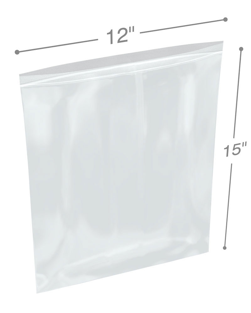 12x15 3 mil clear zip reclosable bags