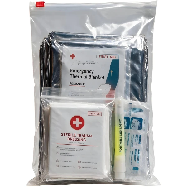 Emergency Prepardeness Kit inside of 12x 5 3 mil Slider Bags