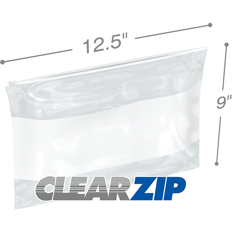 12.5 x 9 3 Mil White Block Sliding Zipper Bags