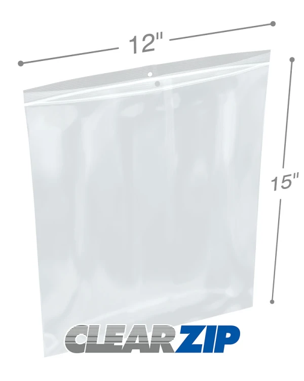 12x15 4mil Zipper Locking with Hang Hole