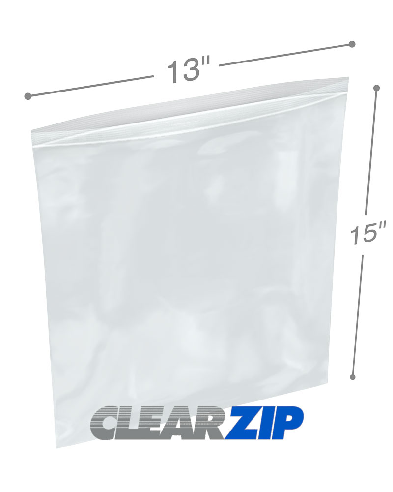 Dazzling Displays Large Ziplock 13 x 15, 2 Mil Resealable Zipper Jumbo Size Plastic 2-Gallon Storage Poly Bags (100) JJ117559