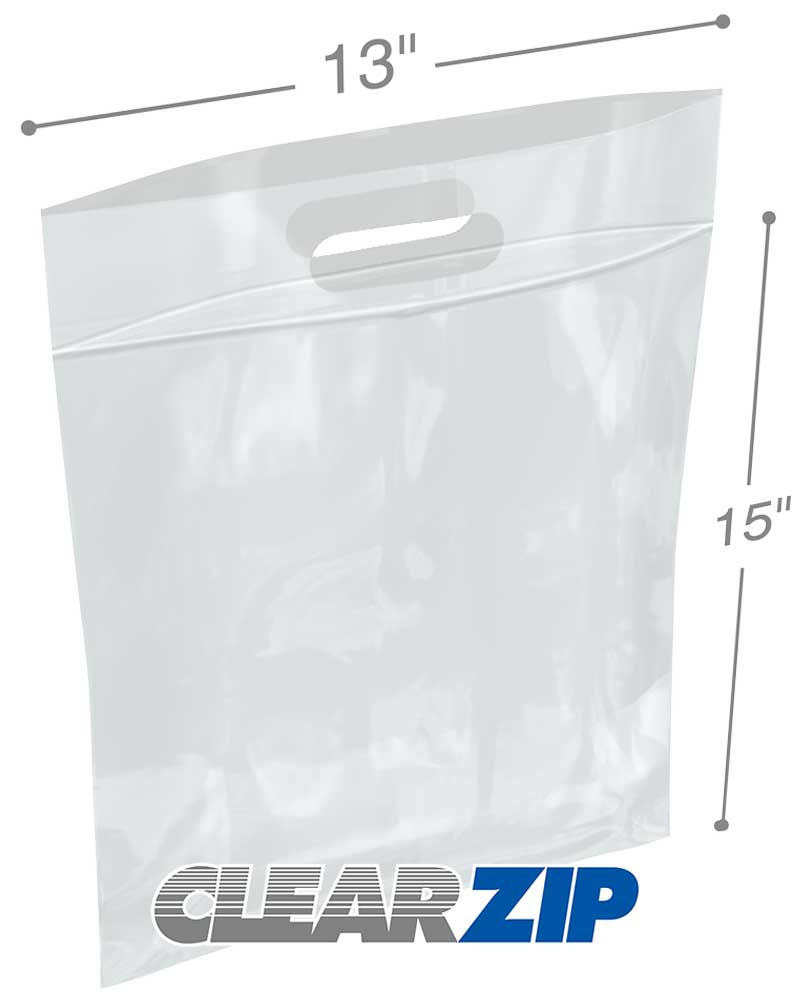 13 x 15 x 3 mil - Reclosable Top Handle Bags