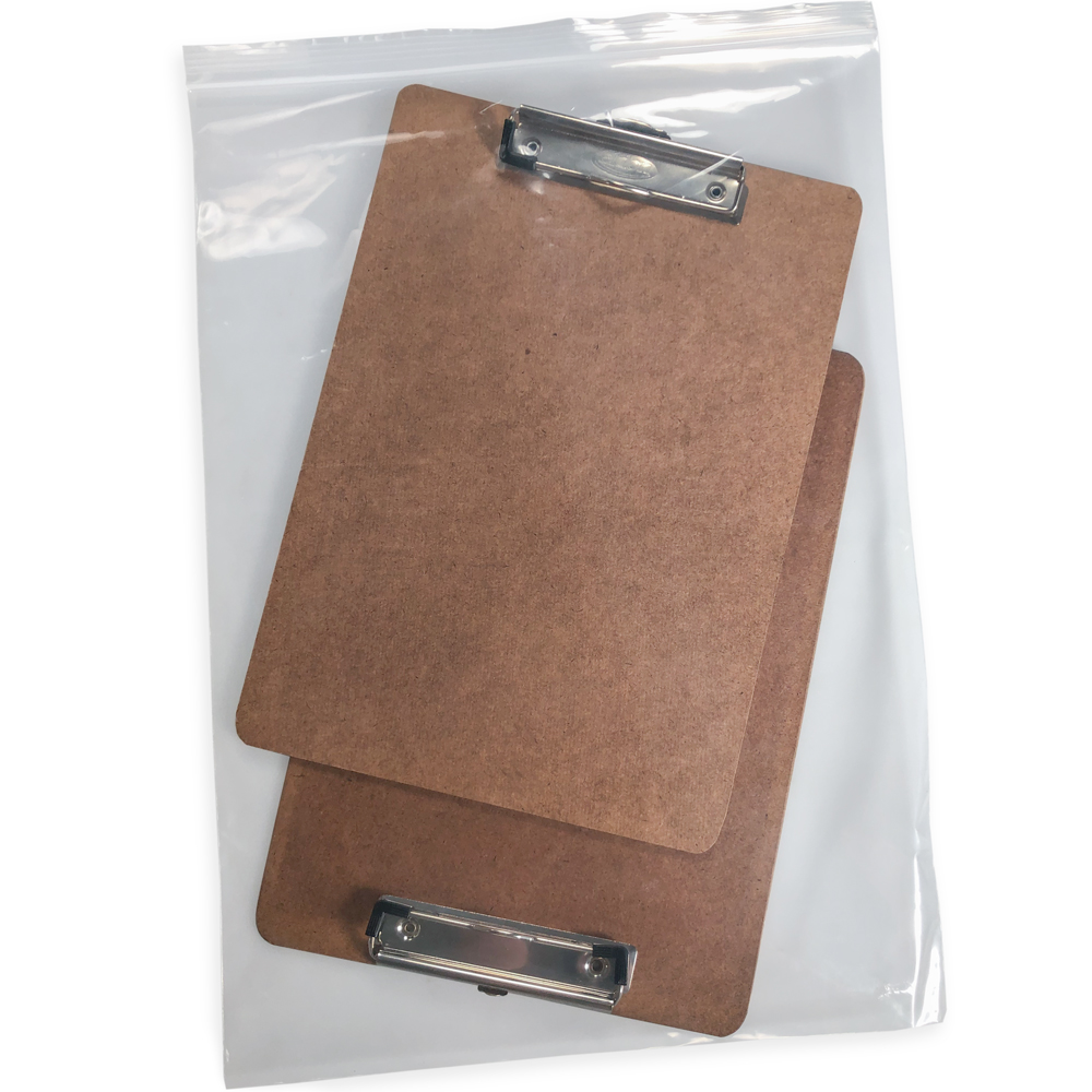 Two Clipboards in 13 x 18 4 Mil Clearzip Lock Top Bag