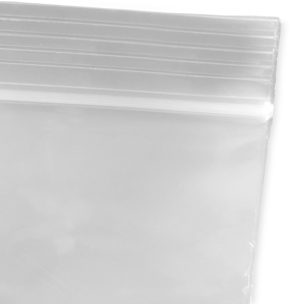 Close up of 13 x 18 4 Mil Clearzip Lock Top Bags Zipper