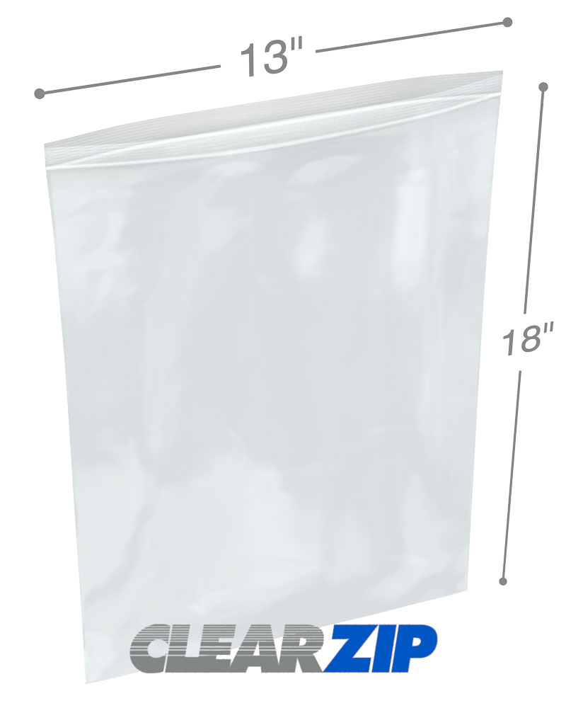 13x18 3 mil clear zip reclosable bags