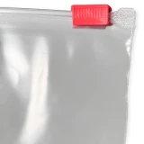 Close up of 14 x 10 Slider Bags Red Slider on Zipper