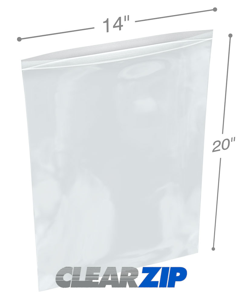 Foopama 14 x 20 Large Thick 4 Mil Clear Zip Poly Lock Plastic Bags Seal  Reclosable Zip Bag Heavy-Duty Clothing T-Shirt Pants Toys Zipper Storage