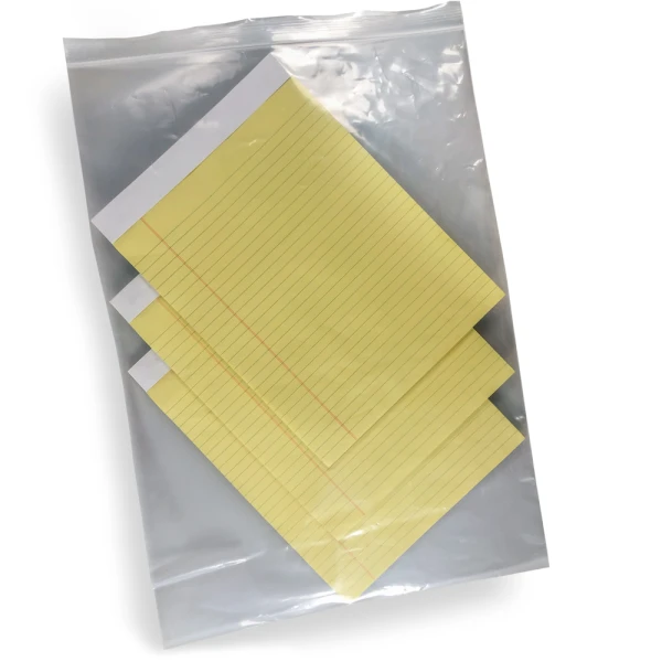 14 x 20 4 Mil Clearzip Lock Top Bags with Product 14 x 20 4 Mil Clearzip Lock Top Bag with Yellow Notepads in Bag