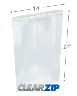 14" x 24" 4 Mil Clearzip Lock Top Bags