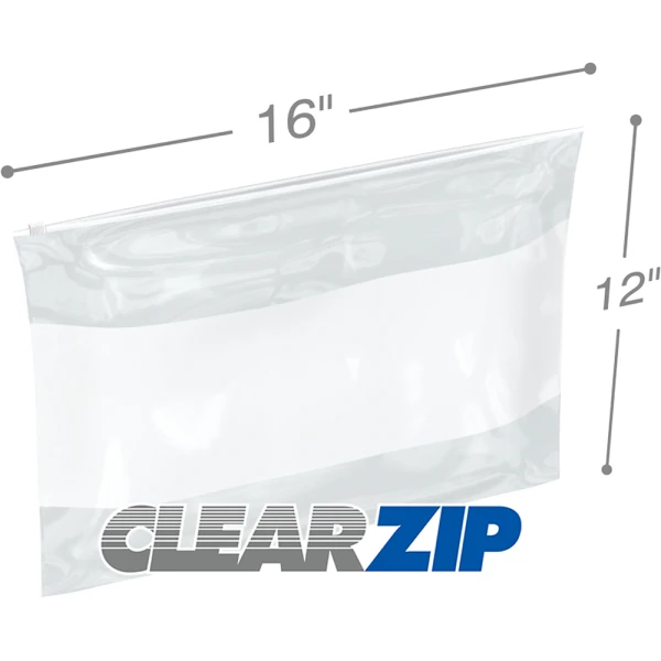 16 x 12 3 Mil White Block Sliding Zipper Bags 16 x 12 3 Mil White Block Sliding Zipper Bags
