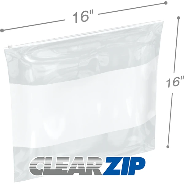 16 x 16 3 Mil White Block Sliding Zipper Bags 16 x 16 3 Mil White Block Sliding Zipper Bags