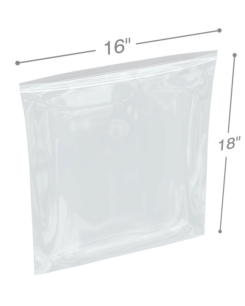 International Plastics 16 x 18 ClearZip Lock Bags 0.002 Gauge - Case of 500 | CZ21618