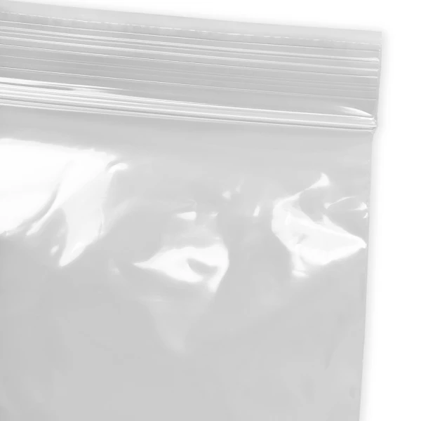 16 x 20 Zip Locking Poly Bags with Suffocation Warning Zipper Close up of 16 x 20 Zip Locking Poly Bags with Suffocation Warning Zipper
