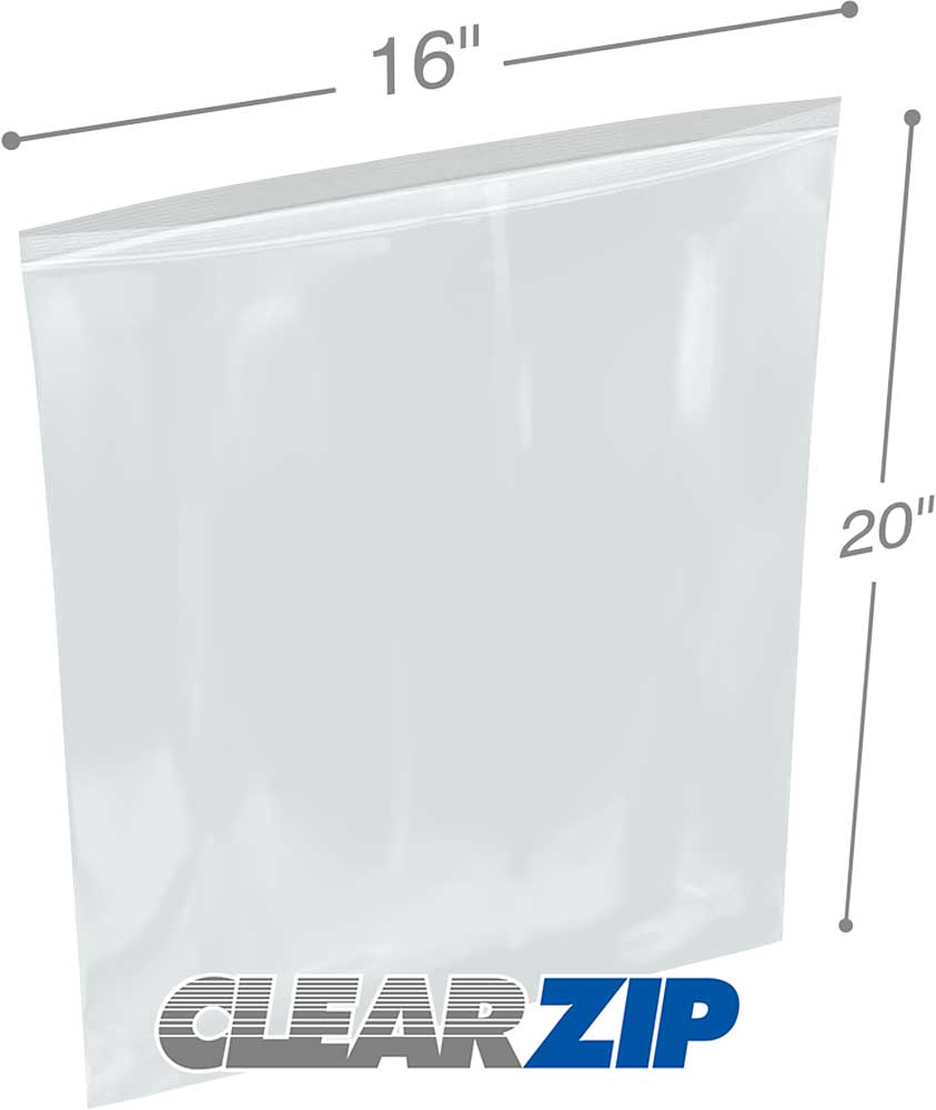 16 x 20 Clearzip Locking Top Bags 4 Mil