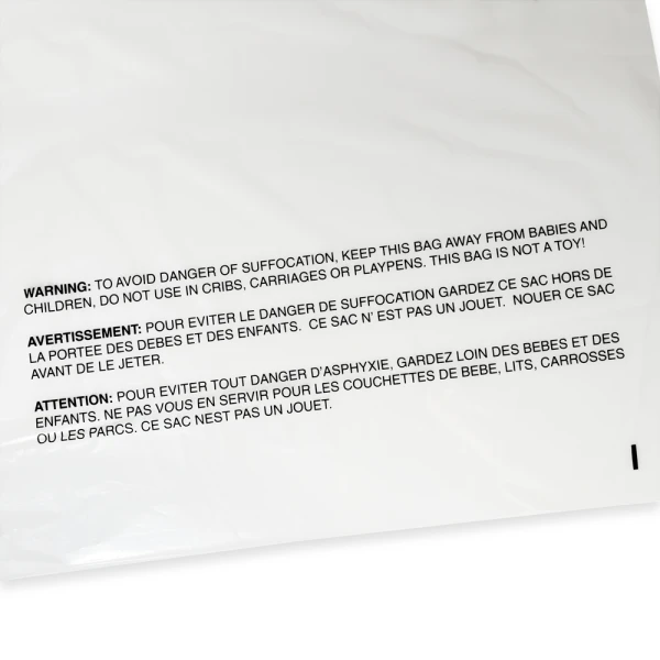 18 x 24 Zip Locking Poly Bags Suffocation Warning Close up of 18 x 24 Zip Locking Poly Bags Suffocation Warning