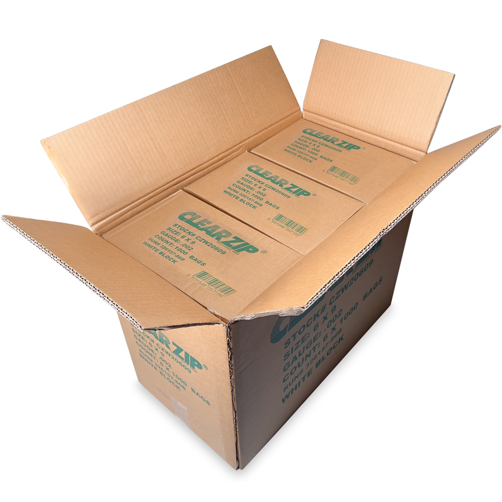 Mastercase of 6 x 9 Clearzip® Locking Top Bags with White Block 2 Mil