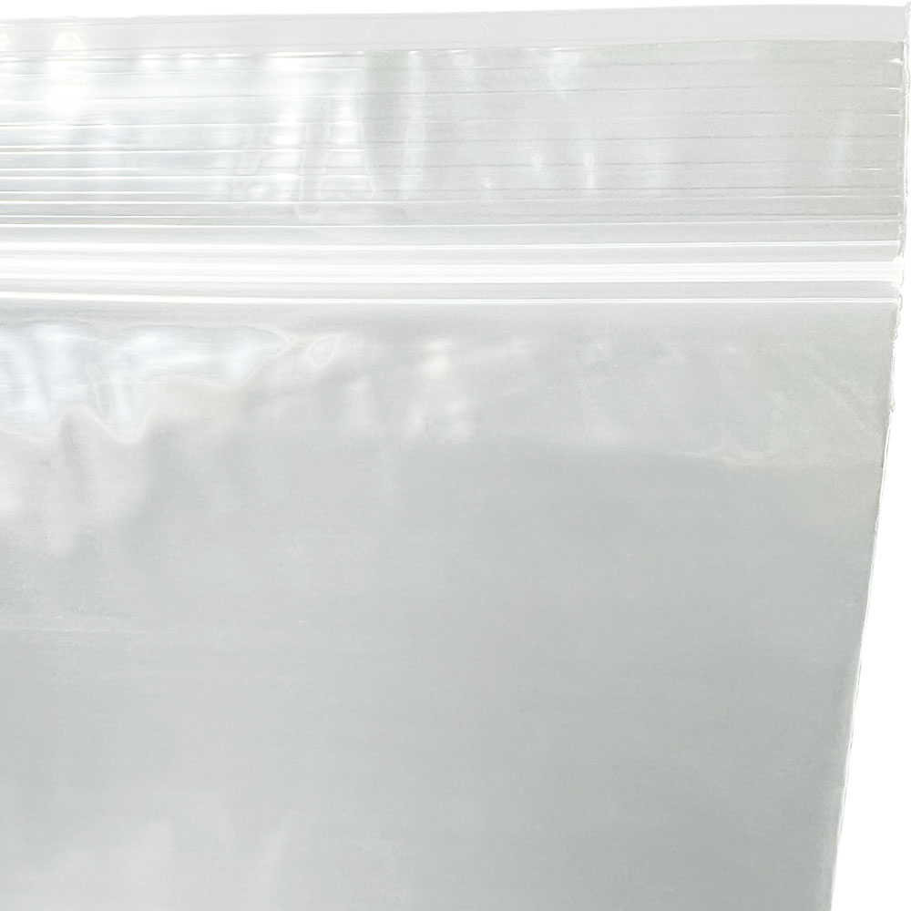 Offset Lip and Ziplock of 8 x 10 Clearzip Locking Top Bags with White Block 2 Mil
