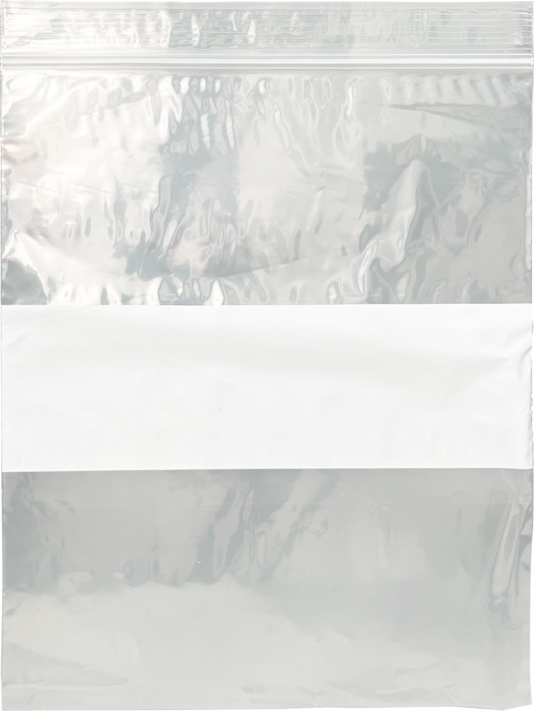 8 x 10 Clearzip Locking Top Bags with White Block 2 Mil