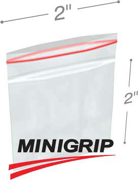 2x2 2Mil Minigrip Reclosable Plastic Bags