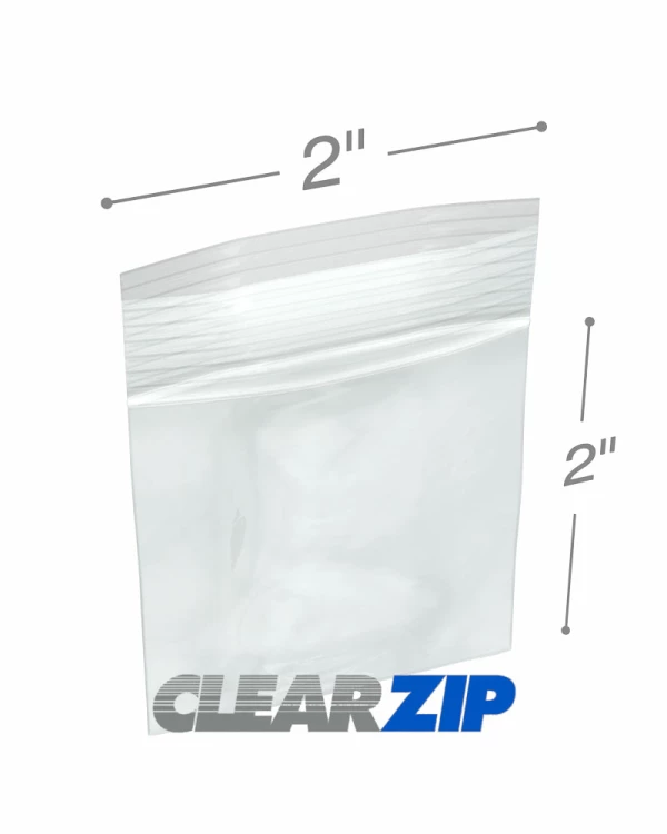 2000 Clear Poly Bags 2X2 Baggies Reclosable Seal Lock Plastic 2Mil  Wholesale