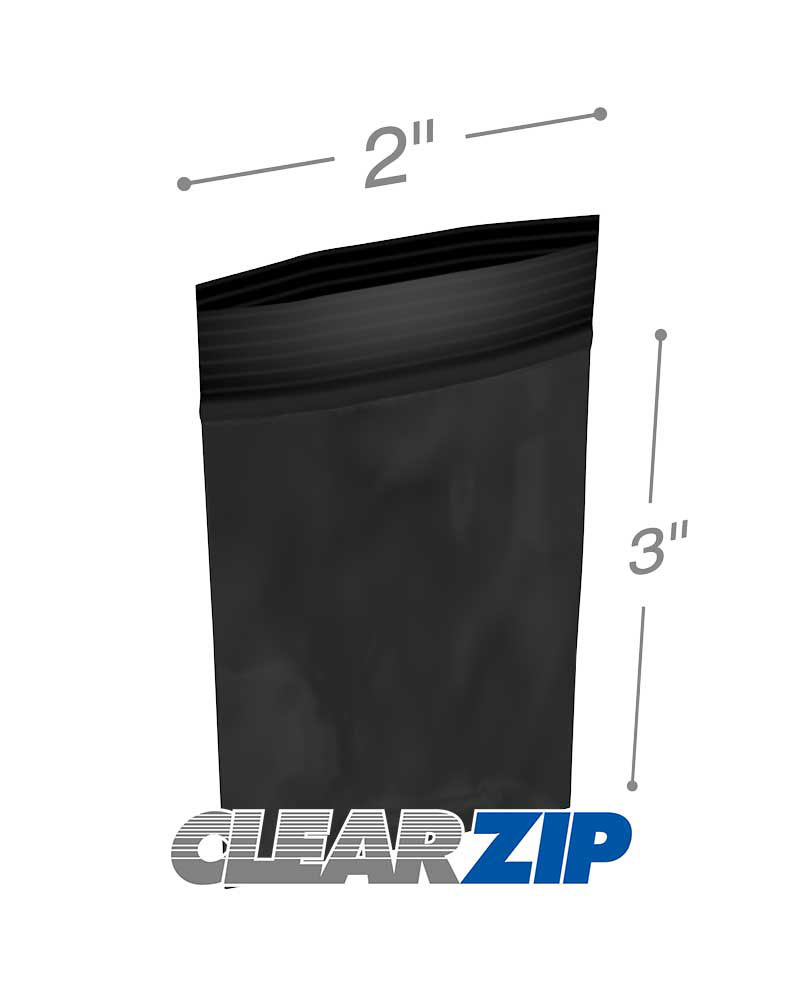 2 x 3 2 Mil Black Zip Bags