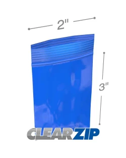 2" x 3" 2 Mil Blue Zip Bags