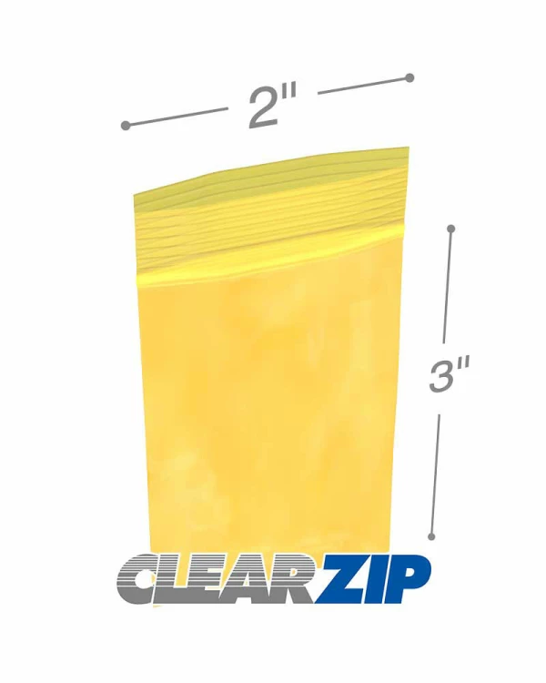 2x3 yellow zipper bags