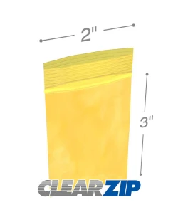 2" x 3" 2 Mil Yellow Zip Bags