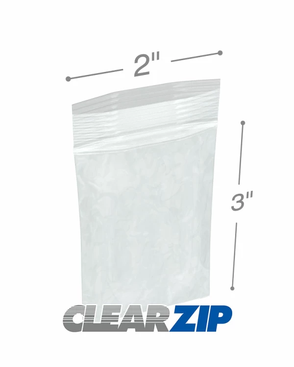 2 x 3 High Clarity Zipper Locking 2 Mil  Polypropylene Bags