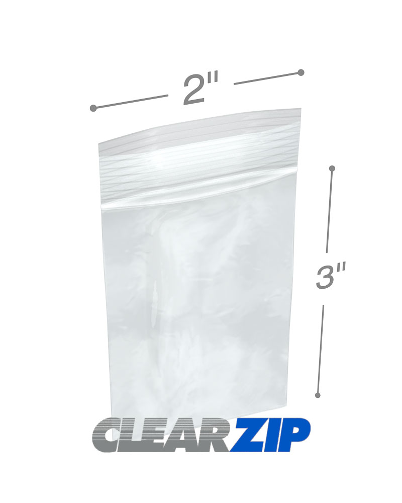 PB203-Zip Top 2mil Poly Bags 2x3 (100-Pcs)