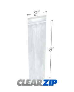 2" x 8" Zip Locking Bags 2 Mil - Clearzip