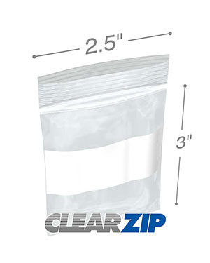 2.5 x 3 4 Mil White Block Zip Locking Bags