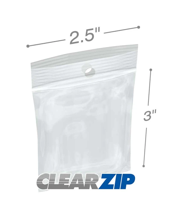 2.5 x 3 4 Mil Zipper Locking Bags with Hanghole 2.5 x 3 4 Mil Zipper Locking Bags with Hanghole