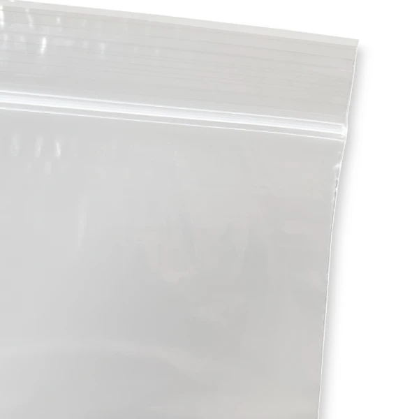 24 x 24 .002 Clearzip® Locking Bag Zip Close up of 24 x 24 2 mil Ziplock Bag Zip