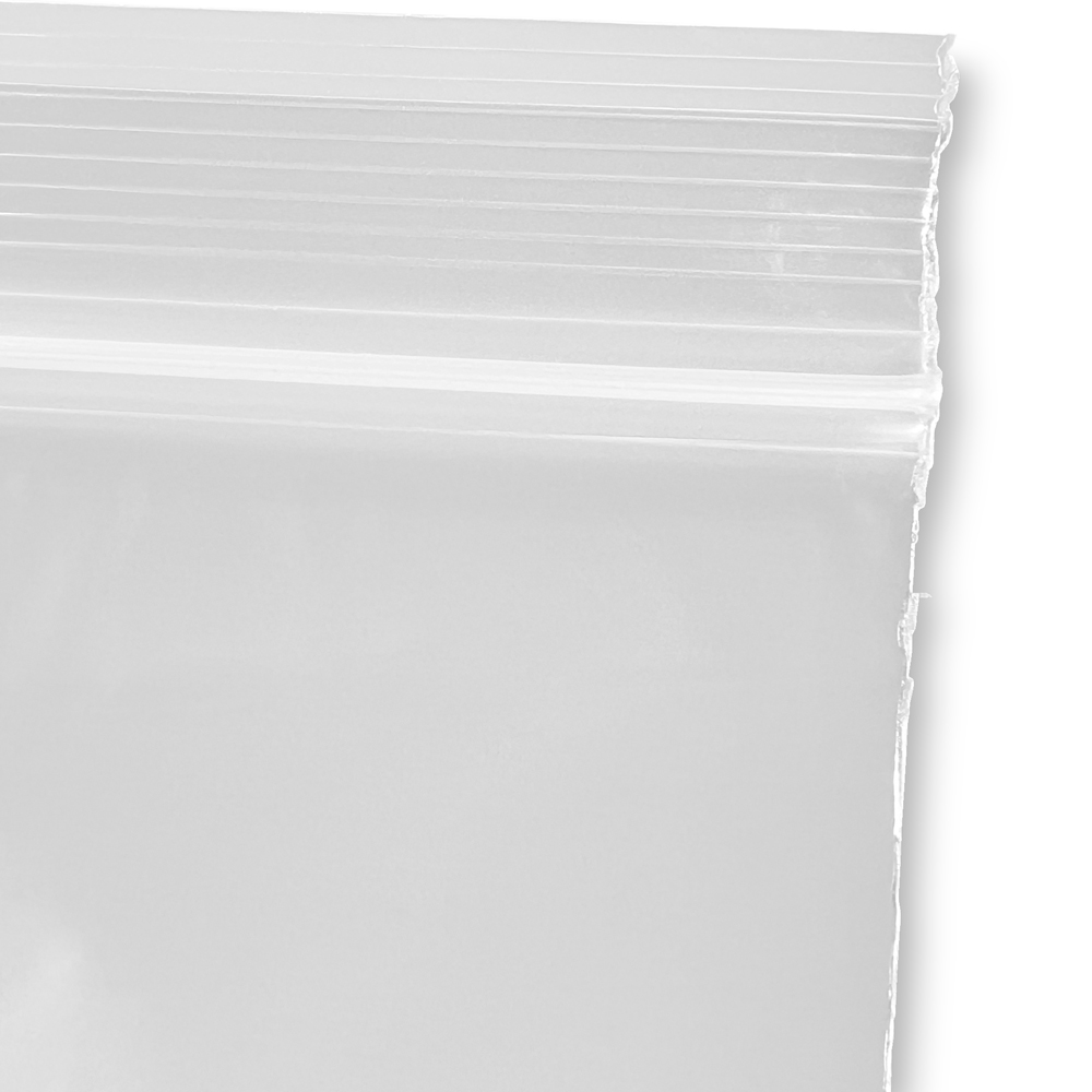 Close up of 2 x 2 2 Mil Clearzip Lock Top Bags Zipper