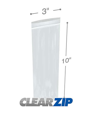 200 3x10 Reclosable Resealable Clear Zip Lock Poly Plastic Bags 2Mil 3"x 10" in 