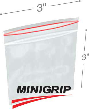 3x3 2Mil Minigrip Reclosable Plastic Bags