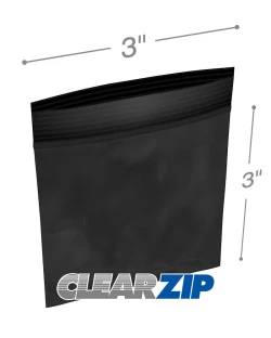 3" x 3" 2 Mil Black Zip Bags