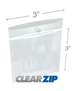 3" x 3" 2 Mil Clearzip Lock Top Hang Hole Bags