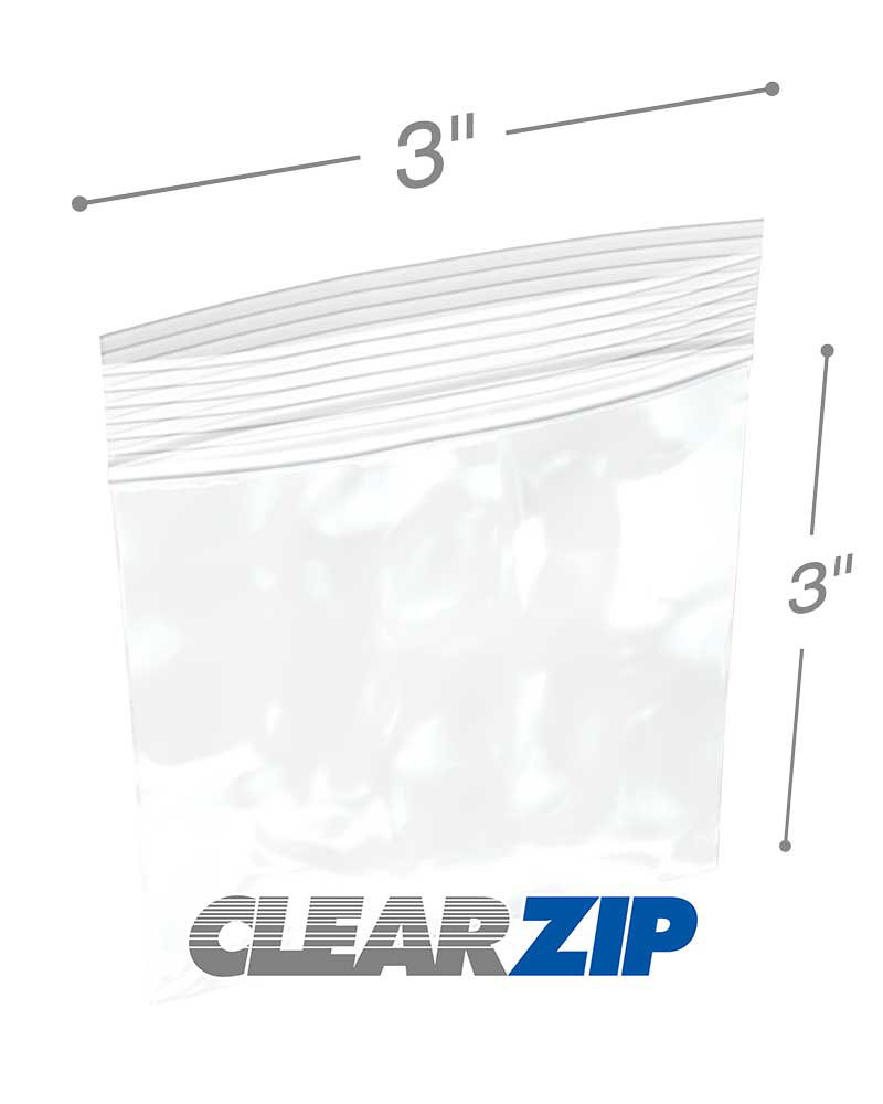 3x3 white zipper bags