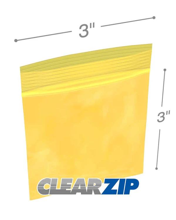3 x 3 yellow zipper bags 3x3 yellow zipper bags
