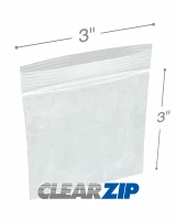 3 x 3 High Clarity Zipper Locking 2 Mil  Polypropylene Bags